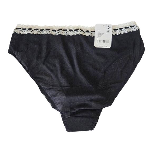 FREE PEOPLE Women's M Bikini Panties Black White Lace Ribbon Mesh NEW - Picture 5 of 6